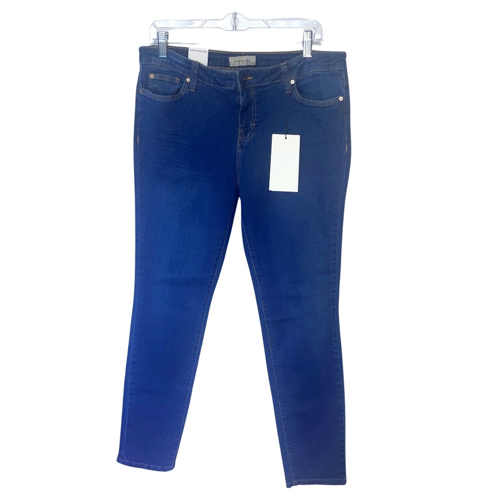Calvin Klein Mid Rise Skinny Blue Denim Cotton Blend Jeans Size W34 NWT